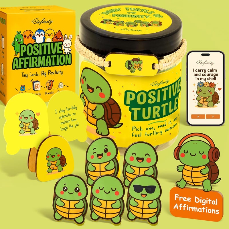 STOFINITY Positive Turtle Gifts For Women - Daily Affirmation Cards For Teen Girls Trendy Stuff, Cute Birthday Gifts For Women Coworkers, Funny Sea Turtle Decor For Desk Office, Christmas Turtles Card - Image 1